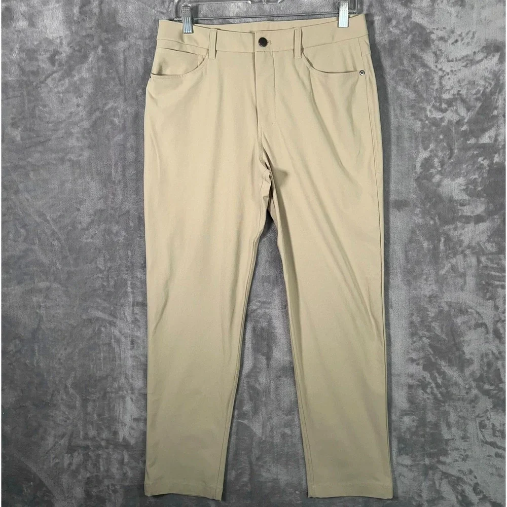 Lululemon ABC Classic Fit Pants Mens 30x28 Beige Khaki Straight Warpstreme